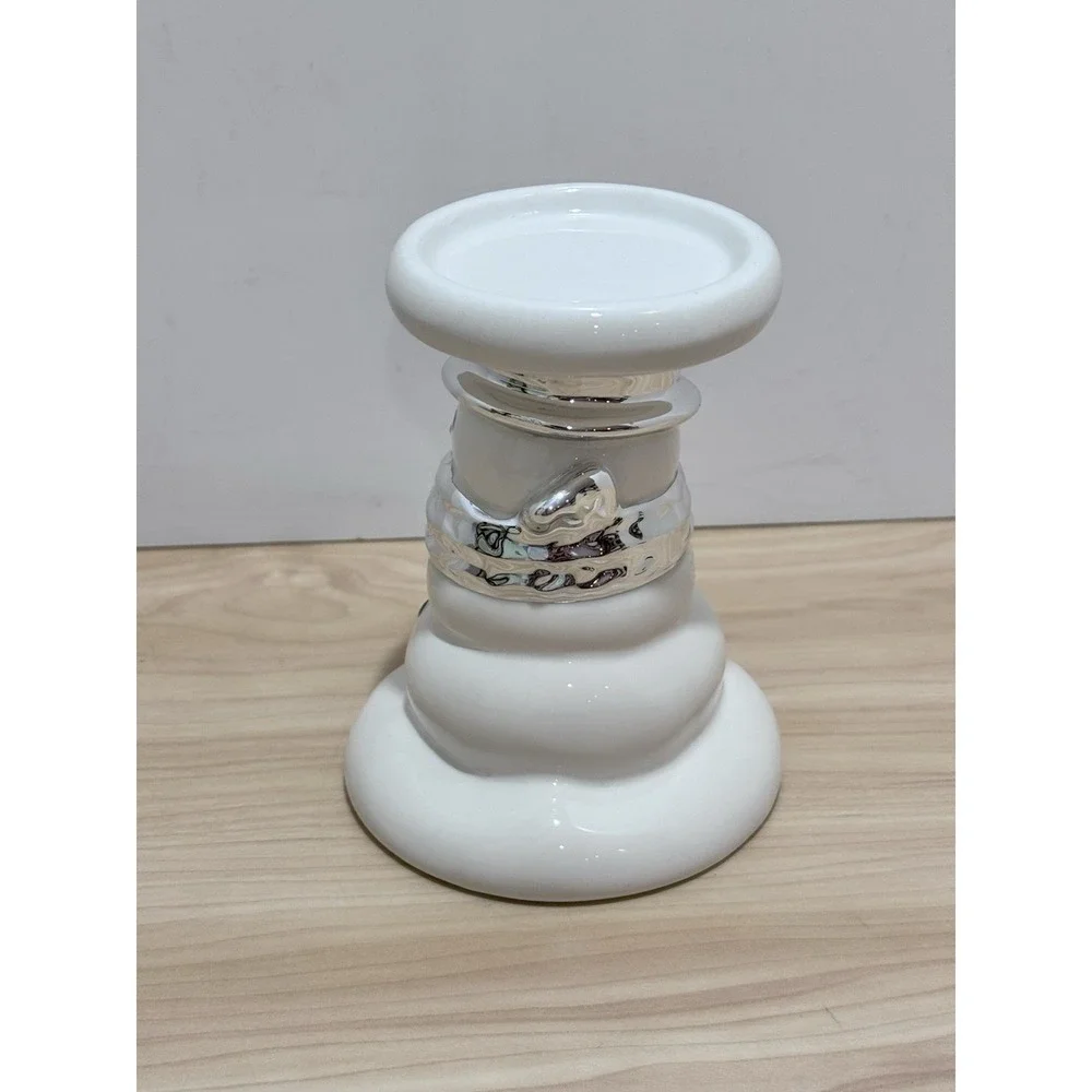 Bath & Body Works Ceramic SNOWMAN Mini Pedestal Candle Holder - Picture 3 of 10